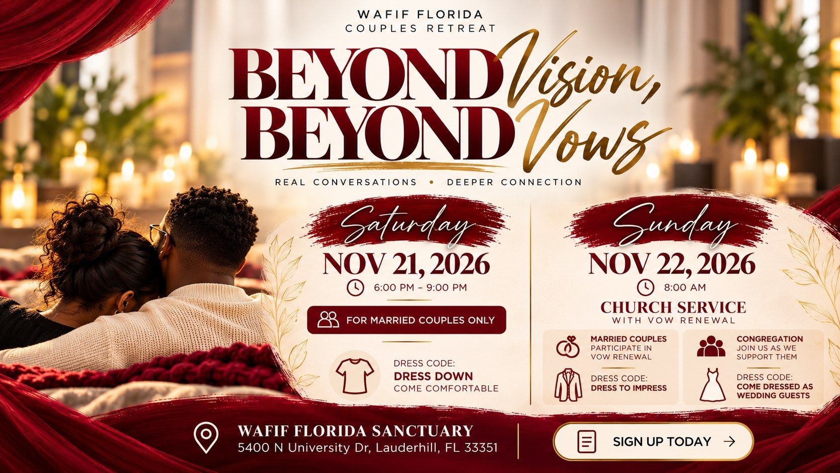 Beyond Vision, Beyond Vows couples retreat flyer